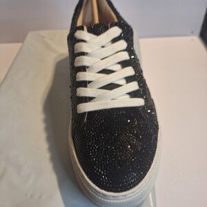 Betsey Johnson Sidny Rhinestone Black Glitter Sneakers. Size 8 New W/box.